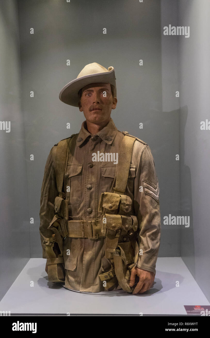 Die Uniform ein Anzac Soldat in der Schlacht von Gallipoli, Canakkale legende Promotion Center. Gallipoli, Türkei Stockfoto
