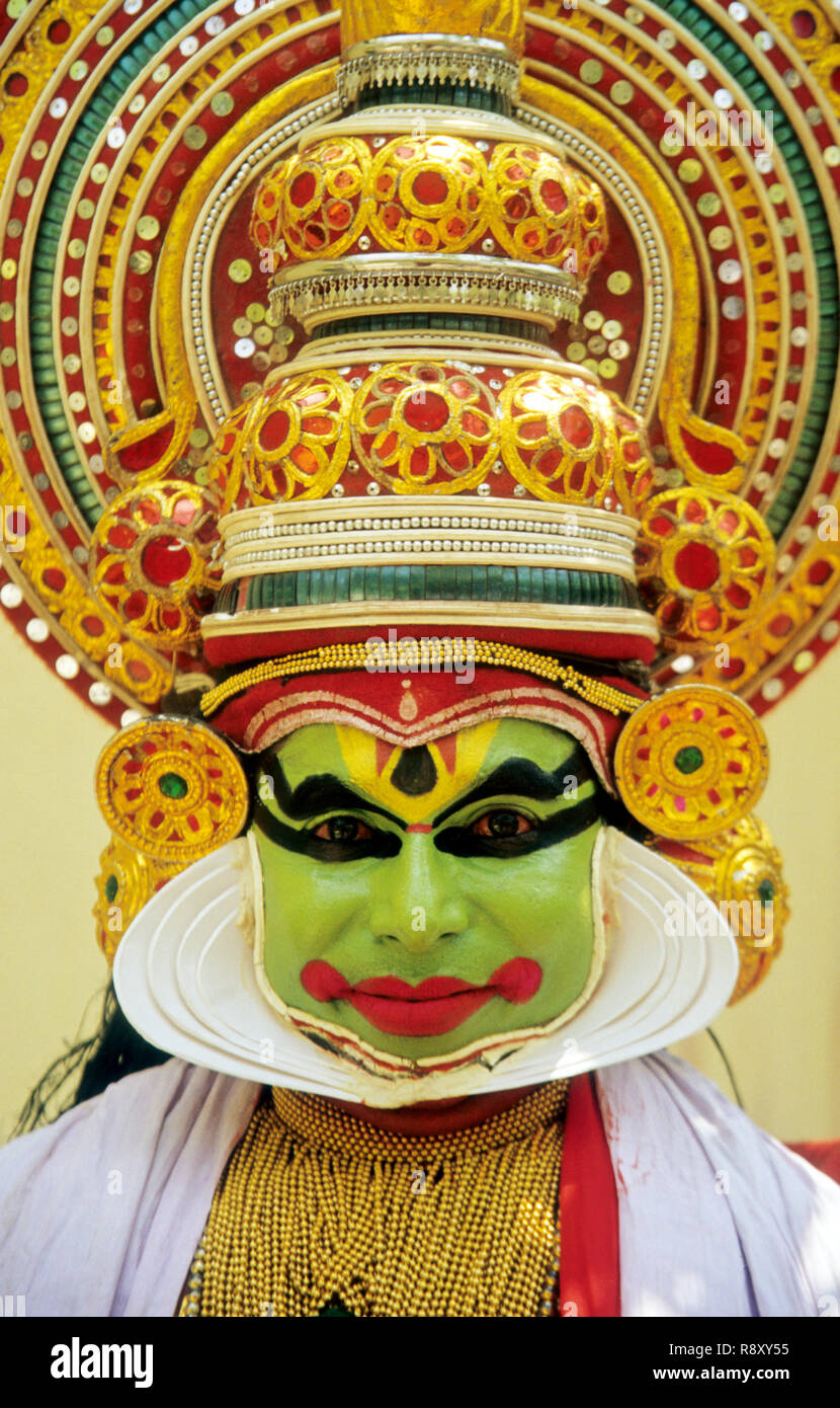 Kathakali klassischer Tanz, Portrait von Tänzern K, Sivrajan, Kerala, Indien Herr Nr. 306 Stockfoto