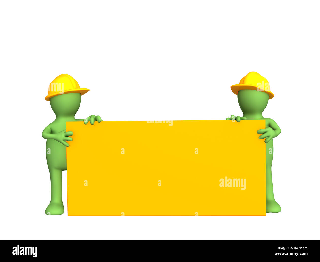 Zwei 3d Bauherren - Marionetten, die leere Form. Objekte über Weiß Stockfoto