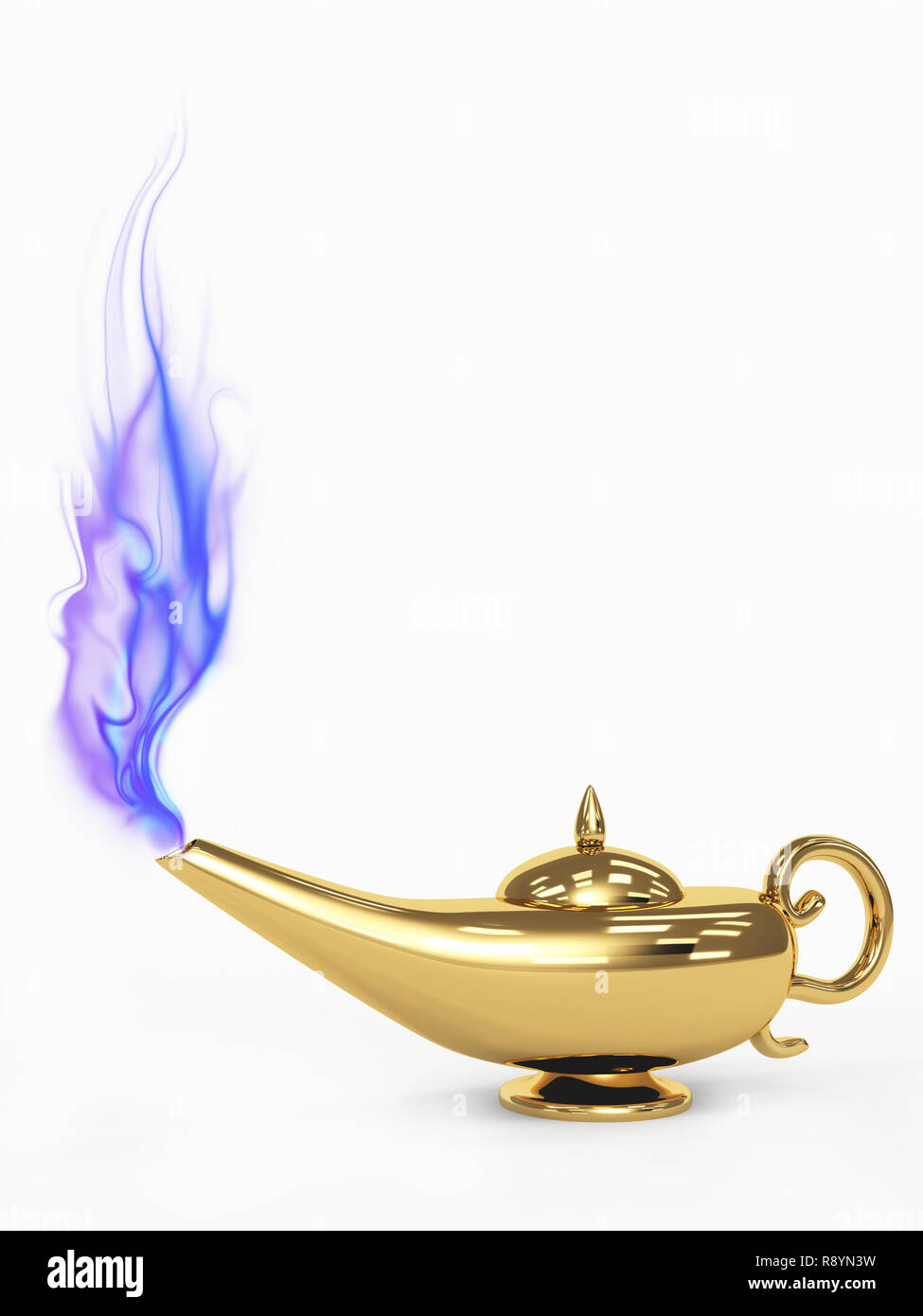 Das Symbol Leistung der Wünsche - 3d magic Lampe. Objekt über Weiß Stockfoto