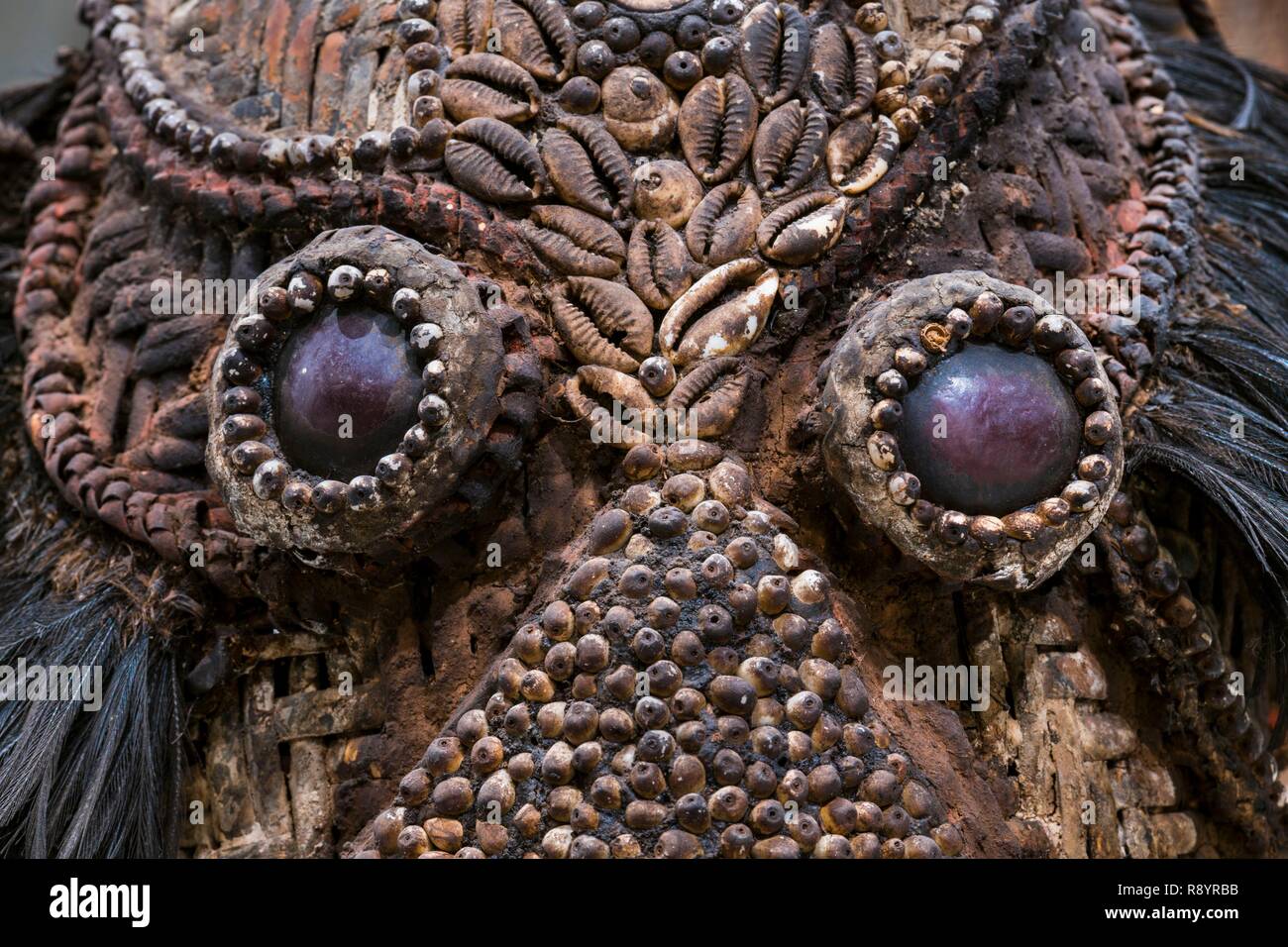 - Papua-New Guinea, nationalen Capitale Bezirk, Port Moresby, Sammlung der Nationalen Museum und Kunstgalerie, Carving close-up Stockfoto