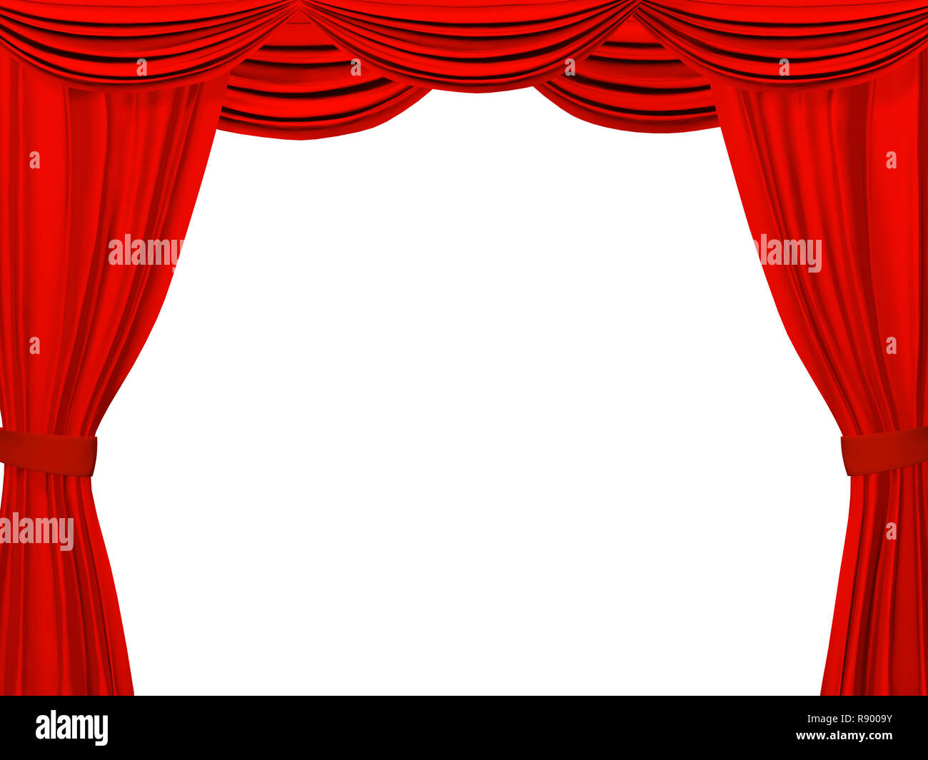 Theater Vorhang von roter Farbe. Objekt über Weiß Stockfotografie - Alamy
