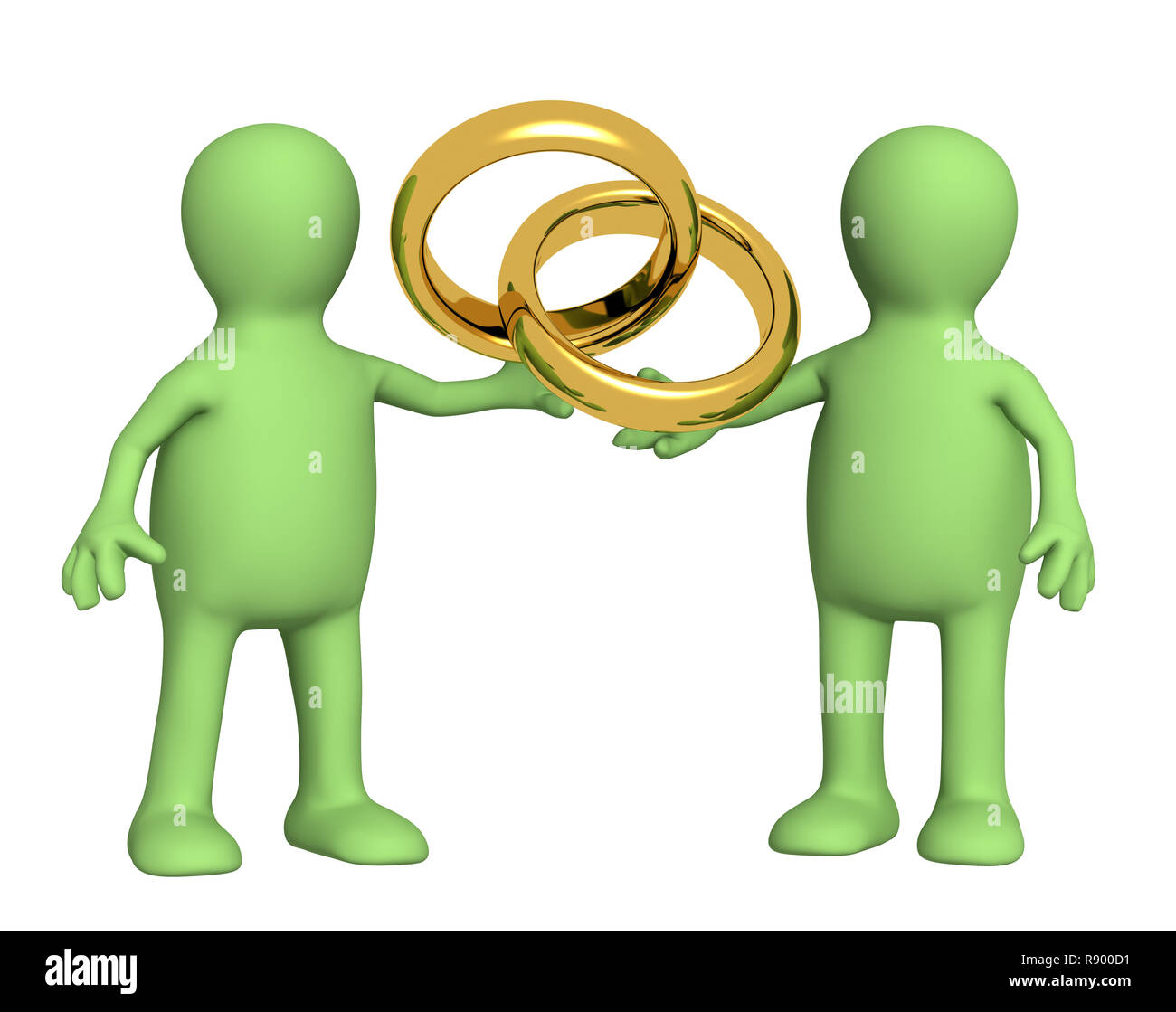 Zwei Puppen mit Hochzeit Ringe Stockfoto