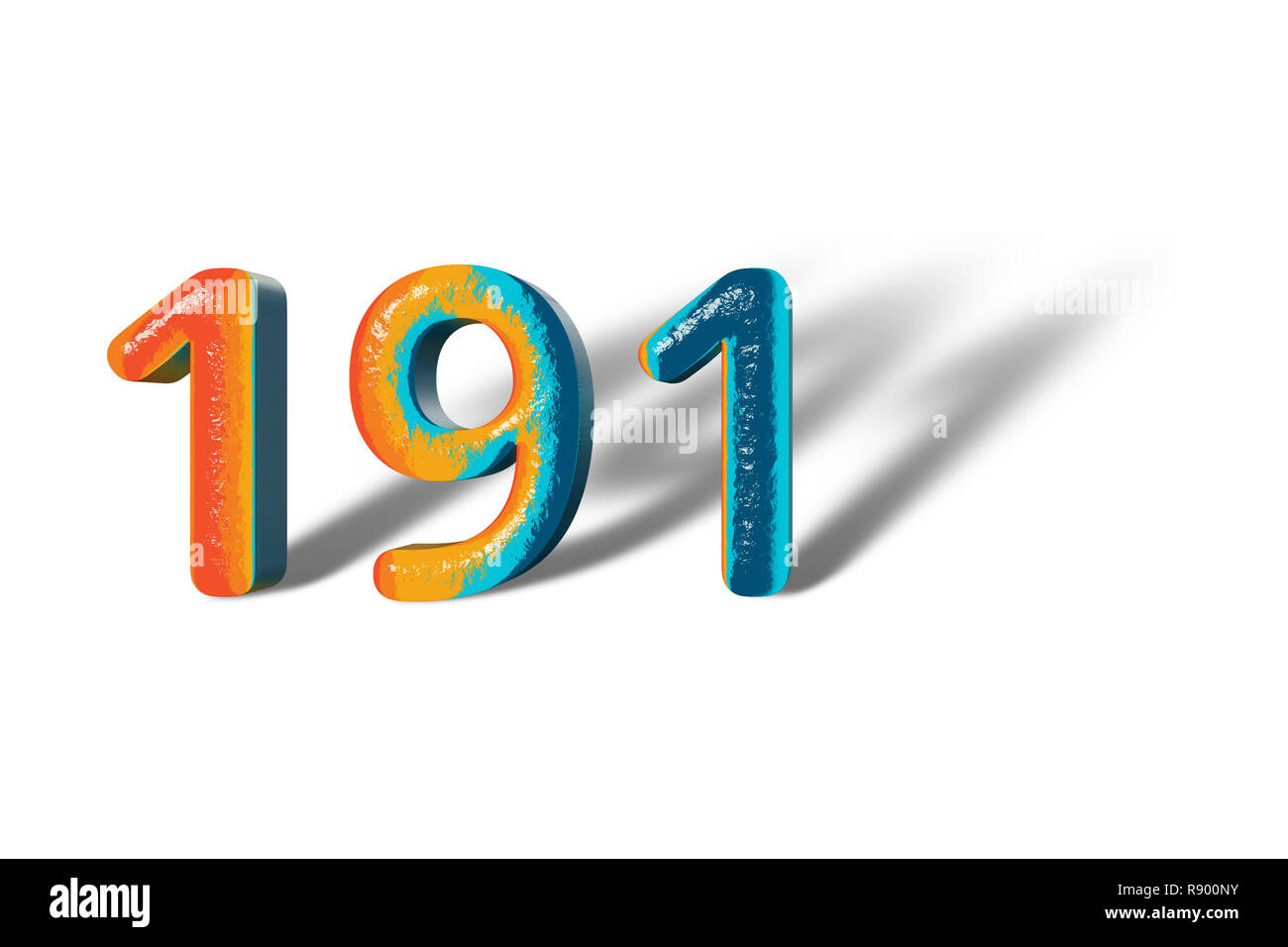 3D-Nummer 191 100 90 eine lebendige Farben Stockfoto