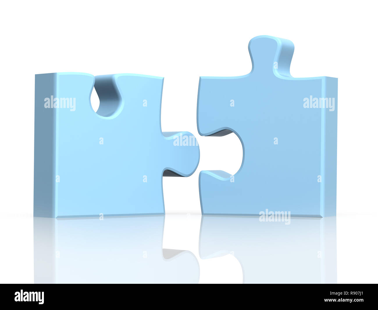 Zwei Teile eines Puzzles. Objekt über Weiß Stockfoto