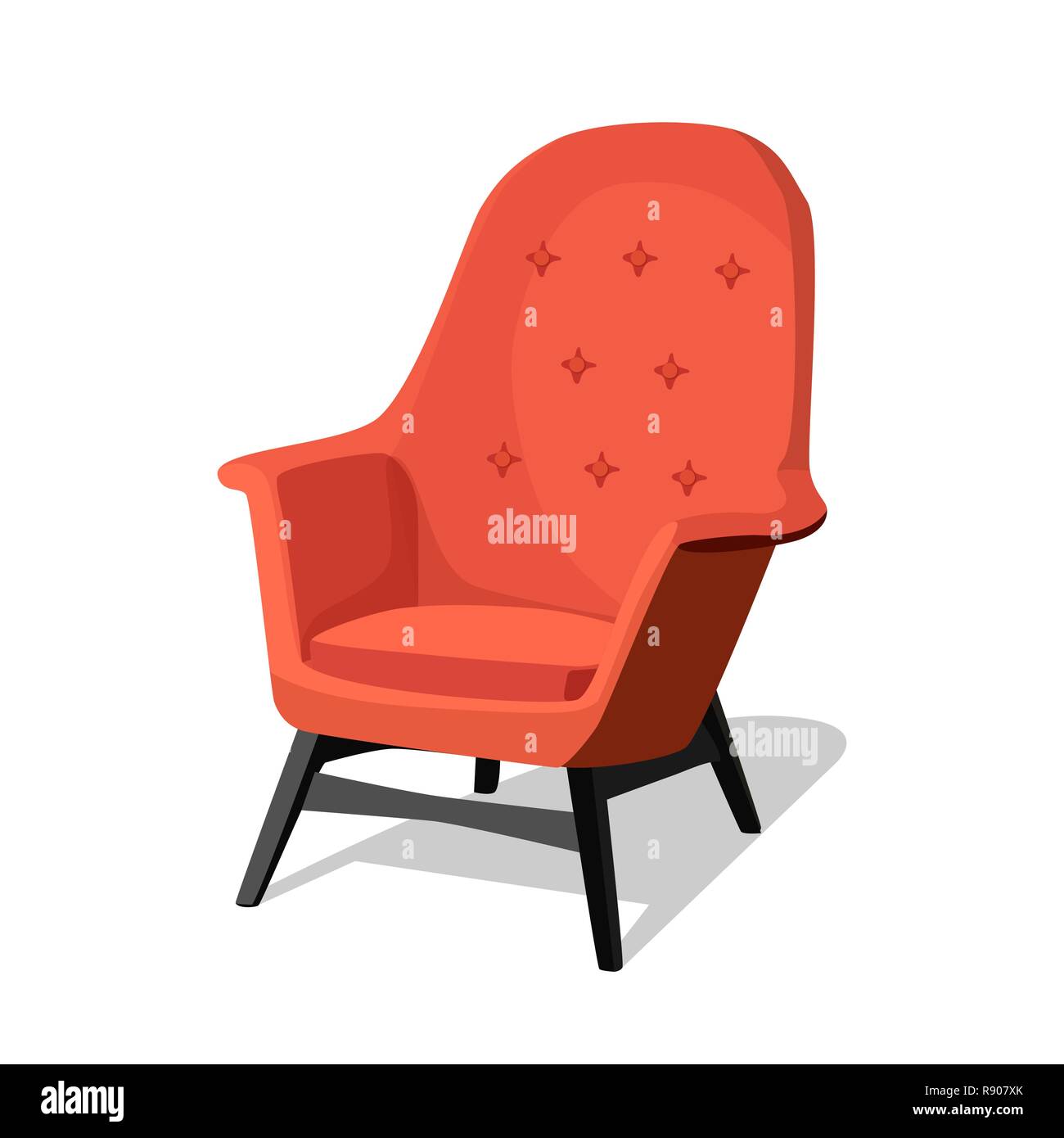 Modernes rotes weichen Sessel mit Polster - Interior Design Element isoliert auf weißem Hintergrund. Stock Vektor