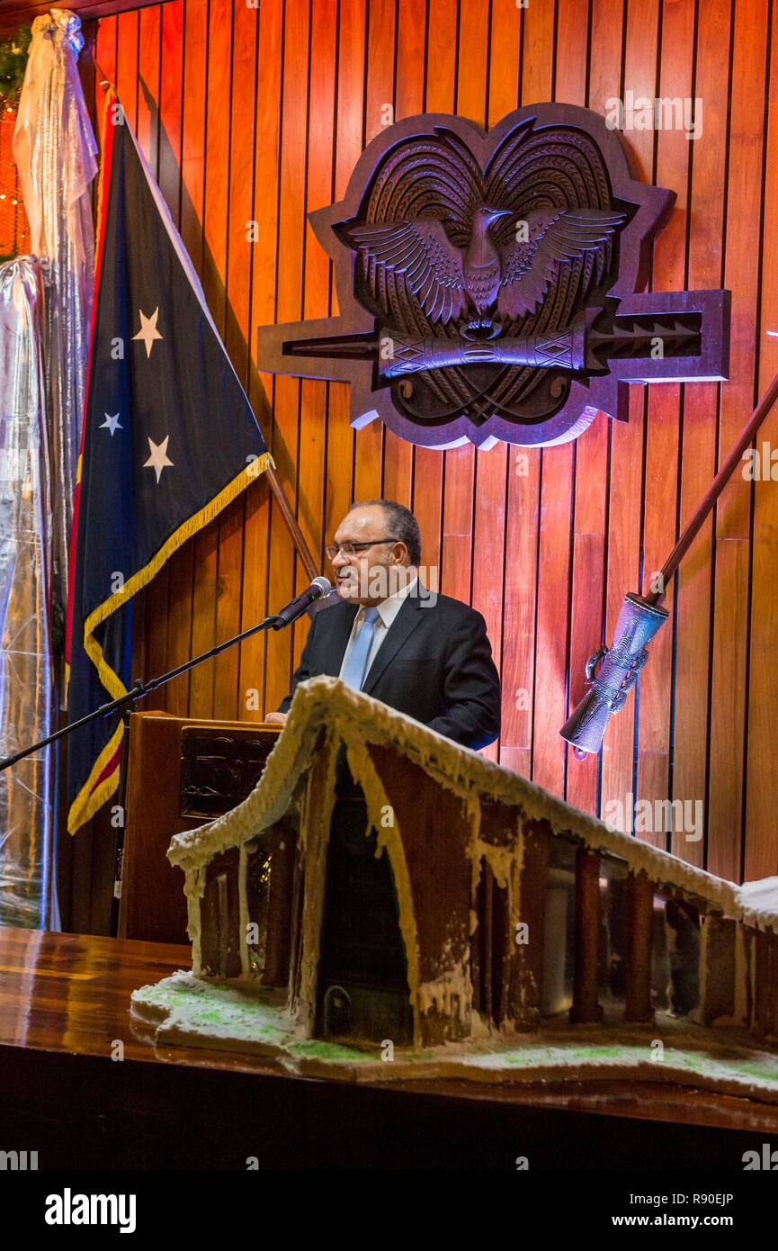 Papua-neuguinea, Golf von Papua Region, National Capital District, Port Moresby Stadt, nationales Parlament, Rede von Ministerpräsident Peter O'Neil Stockfoto