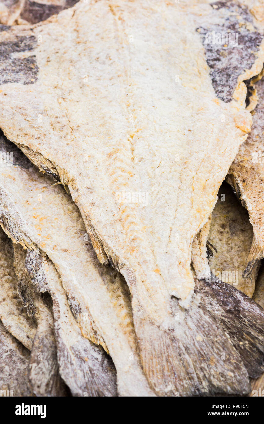 Getrocknet und gesalzener Kabeljau zum Verkauf an ein Bauernmarkt Stockfoto