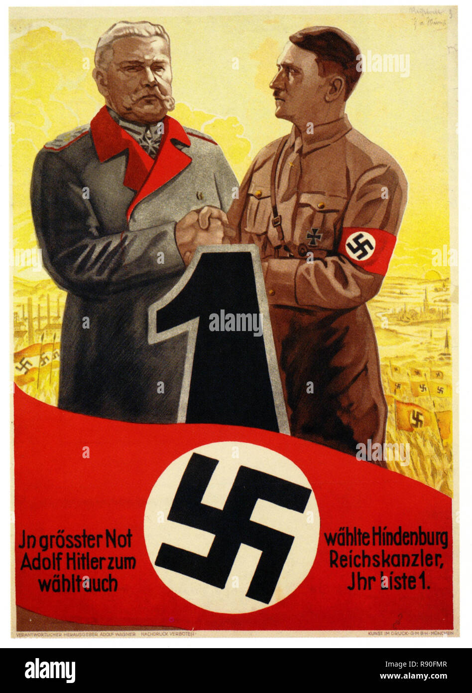 Hindenburg wählt Hitler - Vintage deutschen Nazi Propaganda Poster Stockfoto