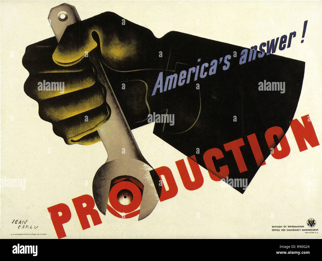 Amerika Antwort - Vintage US-Propaganda Poster Stockfoto