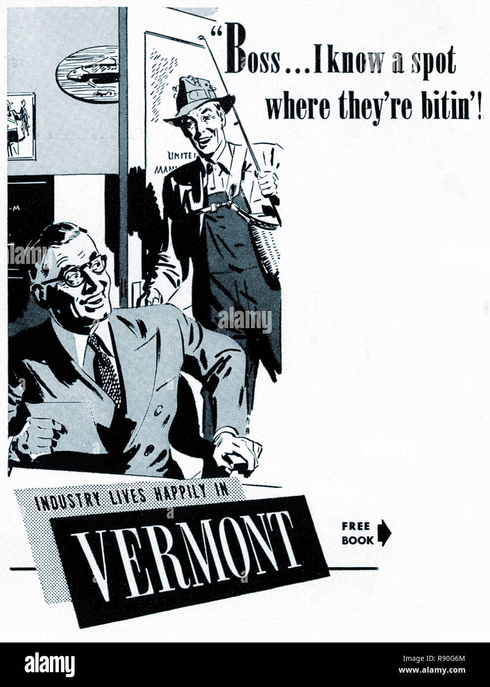 Eine idealisierte Vermont Arbeitsplatz - Vintage US-Poster Stockfoto