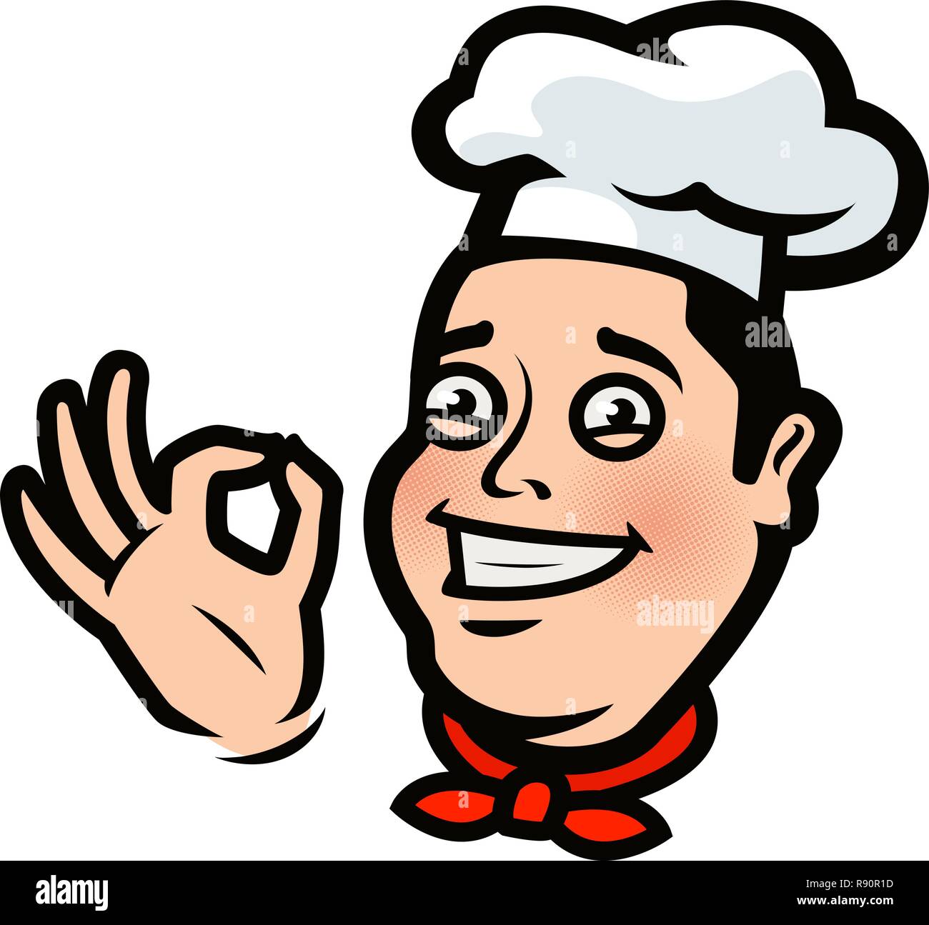 Lustig, Koch, Kochen. Menü, Restaurant Logo oder Label. Cartoon Vector Illustration Stock Vektor