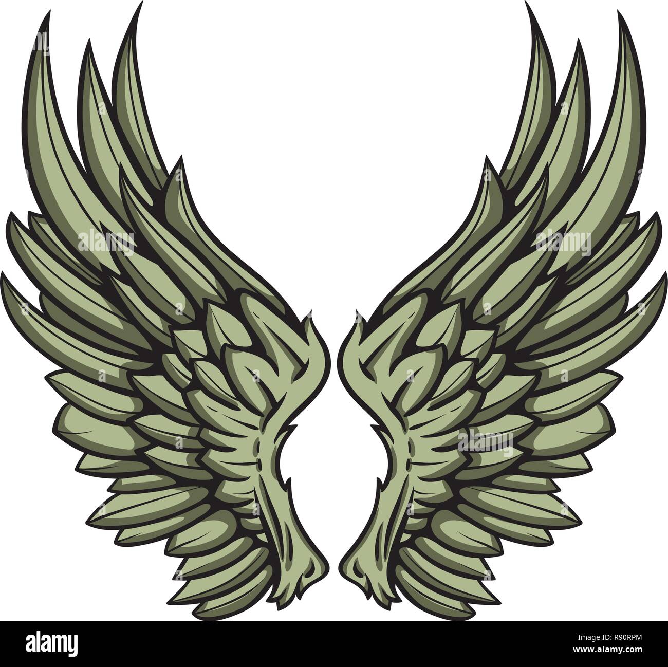 Detaillierte handgezeichnete Paar Flügel Vector Illustration. Stock Vektor