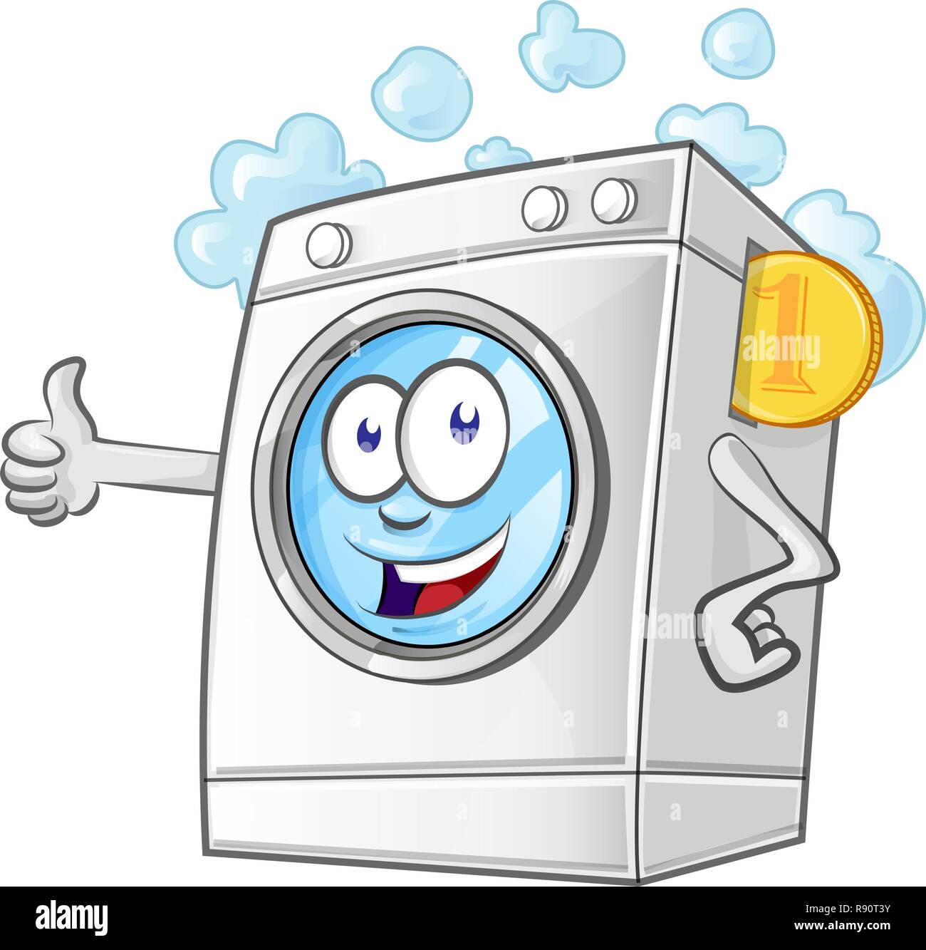 Wäscheservice cartoon mit Münzen. vector Illustrator Stock Vektor