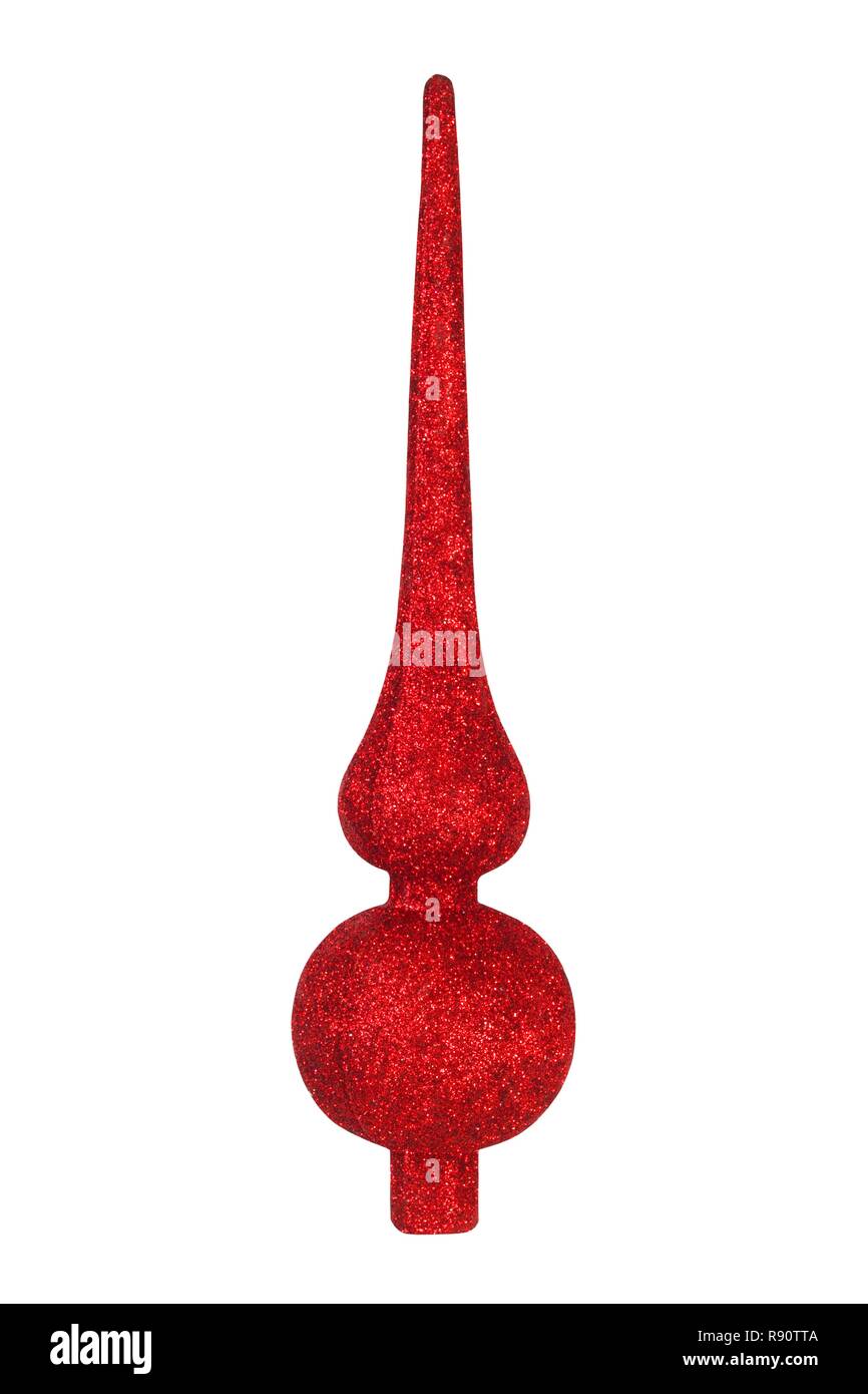 Red christmas tree top auf weißem Hintergrund Stockfoto