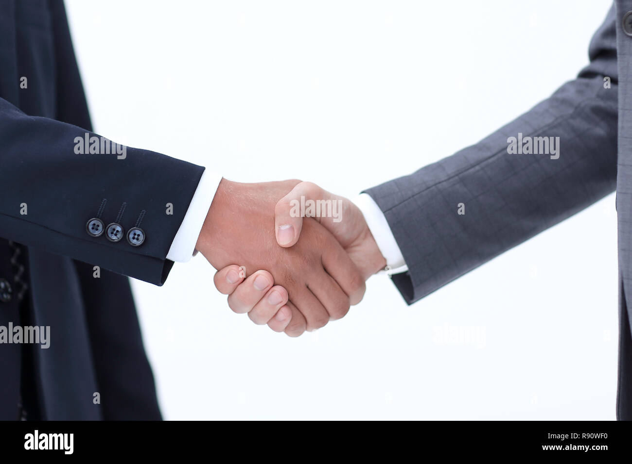 Zwei Männer treffen und Grüße Stockfoto