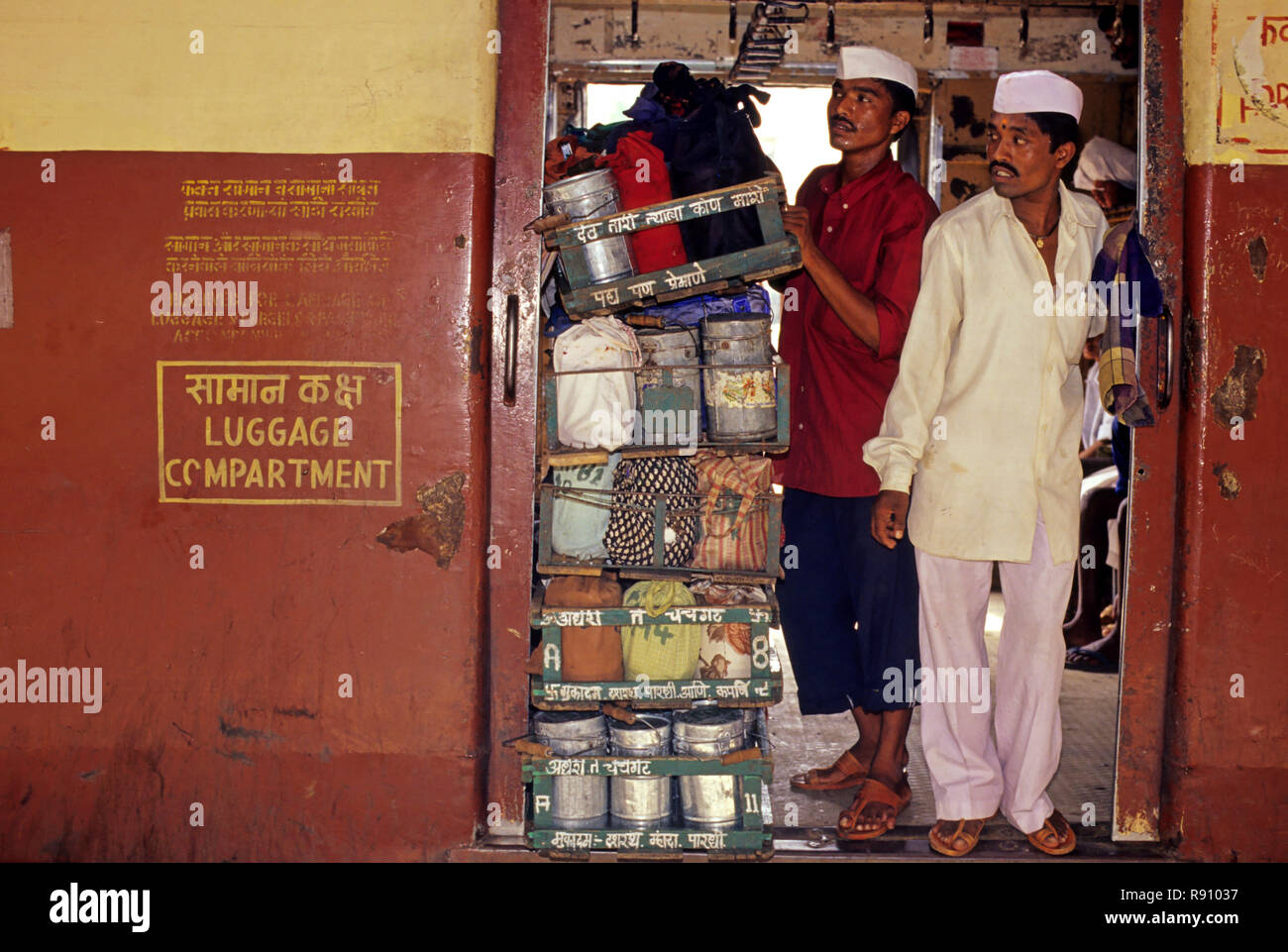 Dabawallas Pflege tiffin Boxen, mumbai Bombay, Maharashtra, Indien Stockfoto