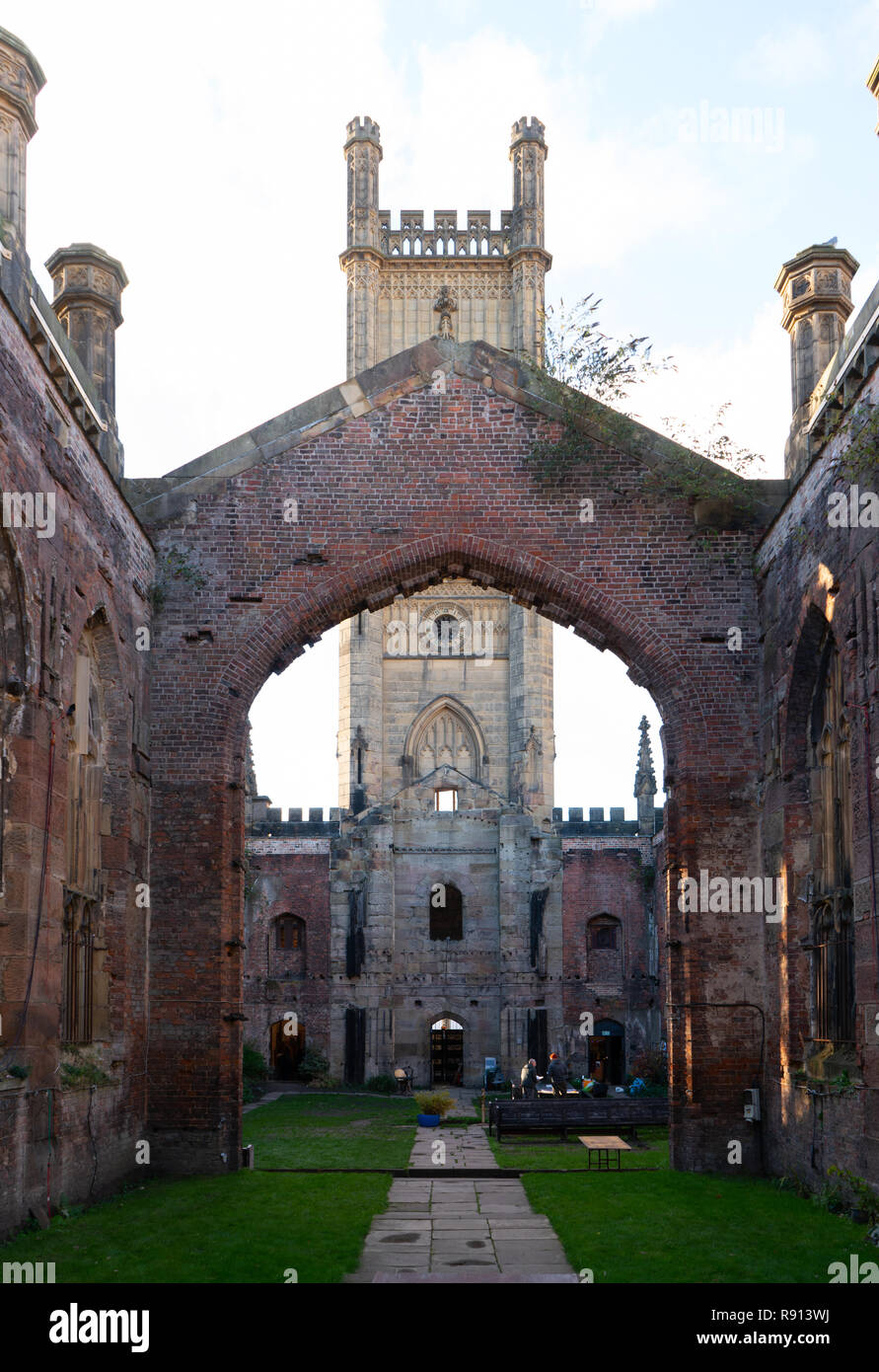 St Luke's Church, Leece Street, Liverpool. In der Blitz 1941 bombardiert, aber die Shell überlebt. Bild im November 2018 getroffen. Stockfoto