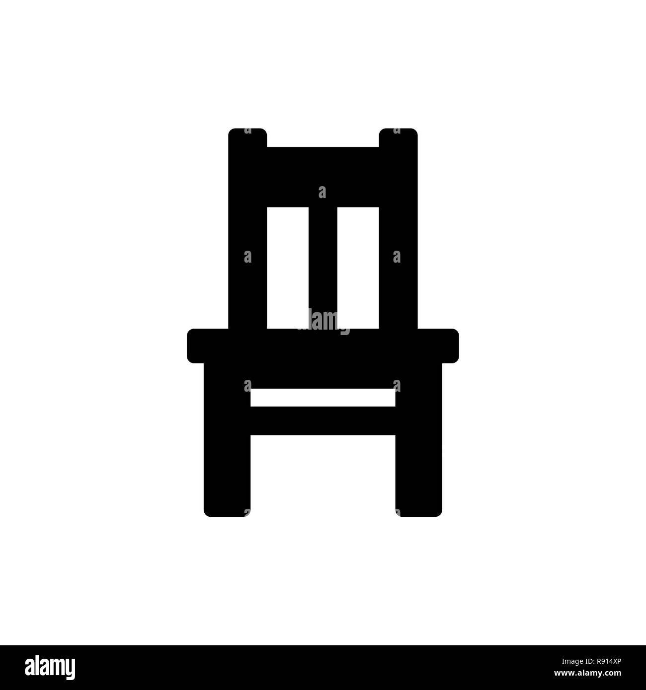 Schwarzer Stuhl Symbol isoliert auf weißem Stockfoto