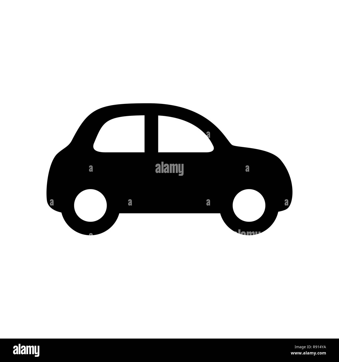 Schwarzes Auto Symbol isoliert auf weiss Stockfoto