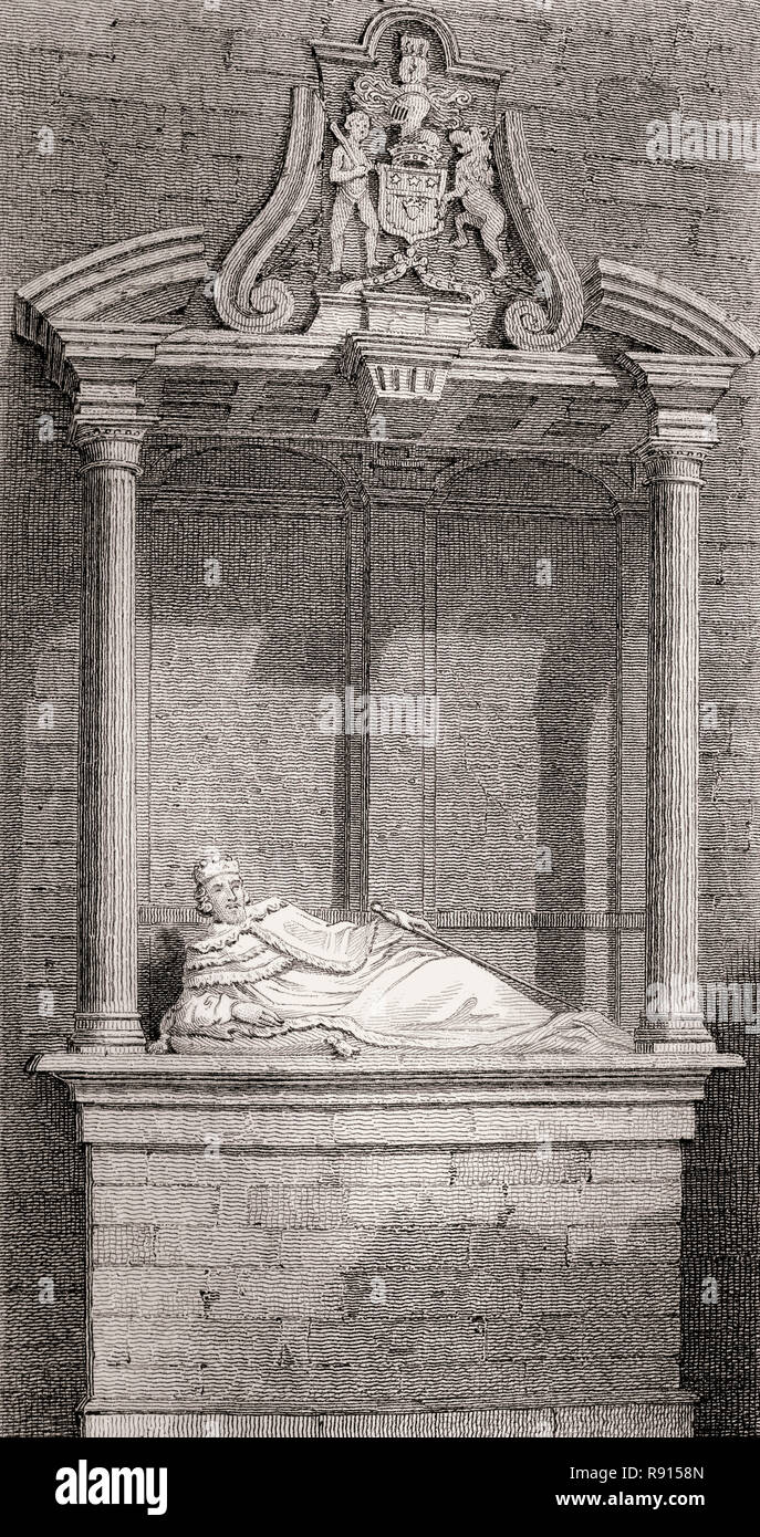 Das Denkmal von Robert Douglas, 1st Viscount von Belhaven, in Holyrood Abbey, Holyrood Kapelle, Edinburgh, Schottland, 17. Jahrhundert begraben, Ansichten in Edinburgh von J.&H. S. Lagerhalter Stockfoto