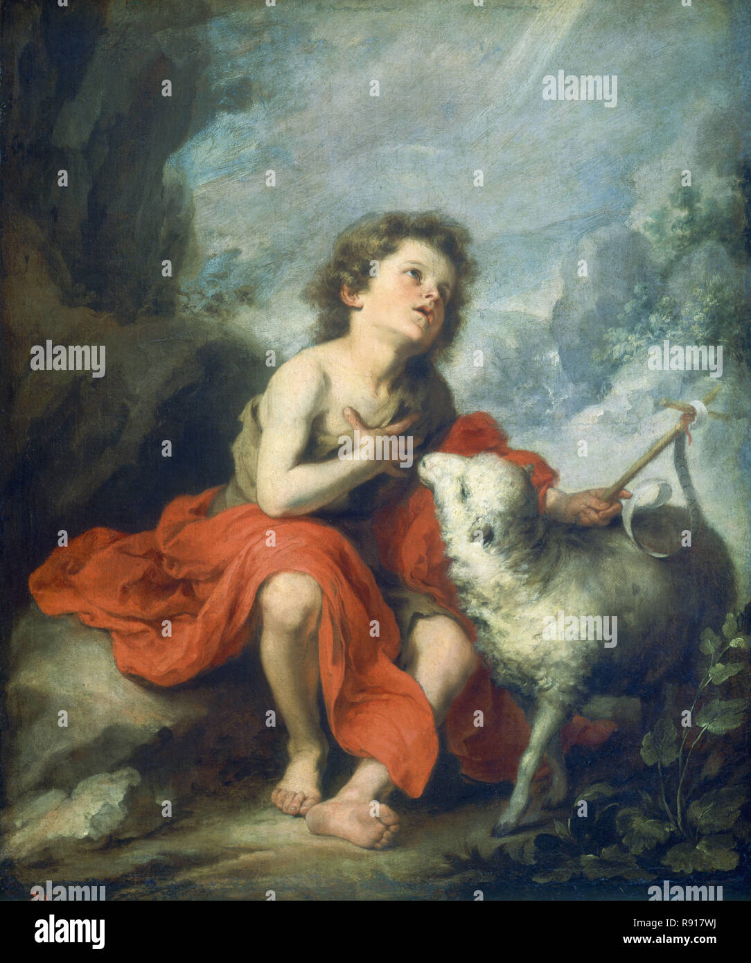 'Saint Johannes der Täufer als Kind', 1670-1680, Öl auf Leinwand, 121 cm x 99 cm, P 00963. Autor: MURILLO, Bartolome Esteban. Lage: Museo del Prado - PINTURA. MADRID. Spanien. Stockfoto