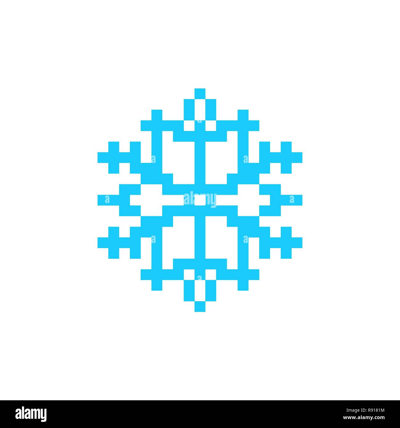Schneeflocke Pixel-art Symbol. Schnee 8 Bit. Stock Vektor