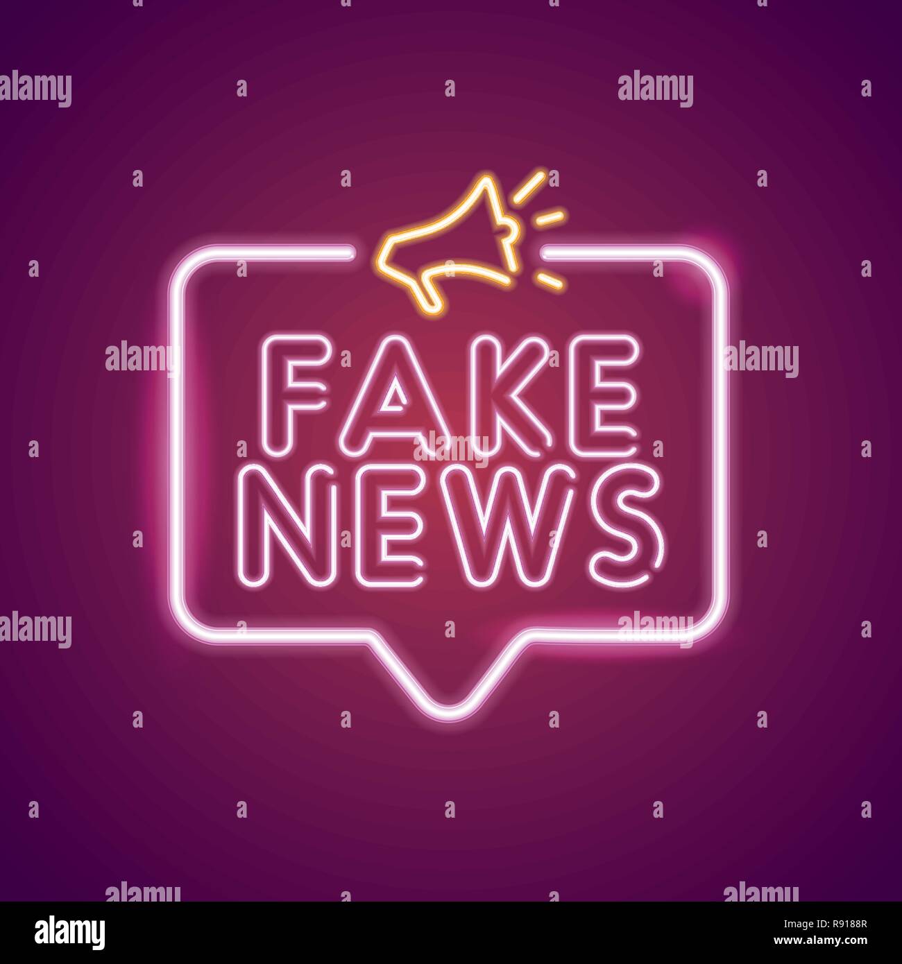 Gefälschte Nachrichten Neonlicht Ankündigung Plakat Vorlage Stock Vektor