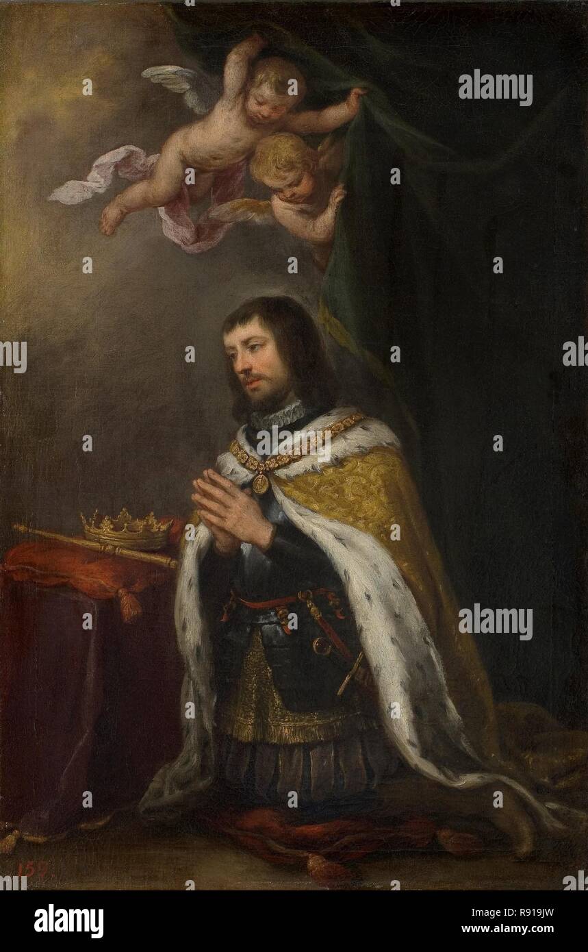 Bartolomé Esteban Murillo/'Saint Ferdinand, König von Kastilien, Leon und Asturien. Ca. 1672. Öl auf Leinwand. Museum: Museo del Prado, Madrid, España. Stockfoto