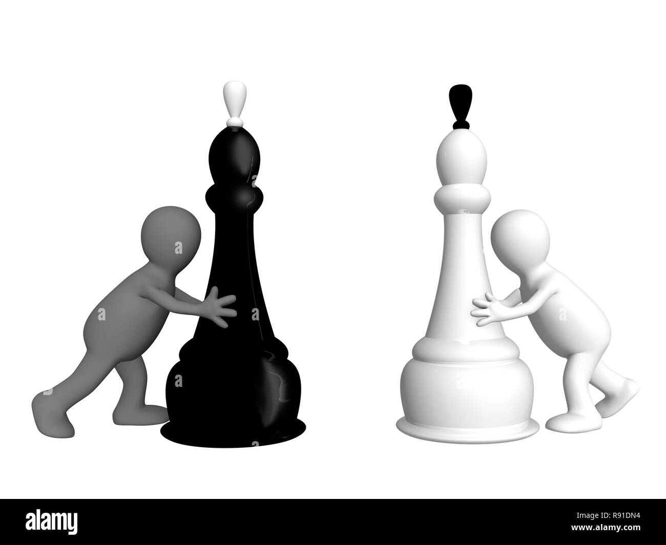 Zwei Puppen mit Schach Könige Stockfoto