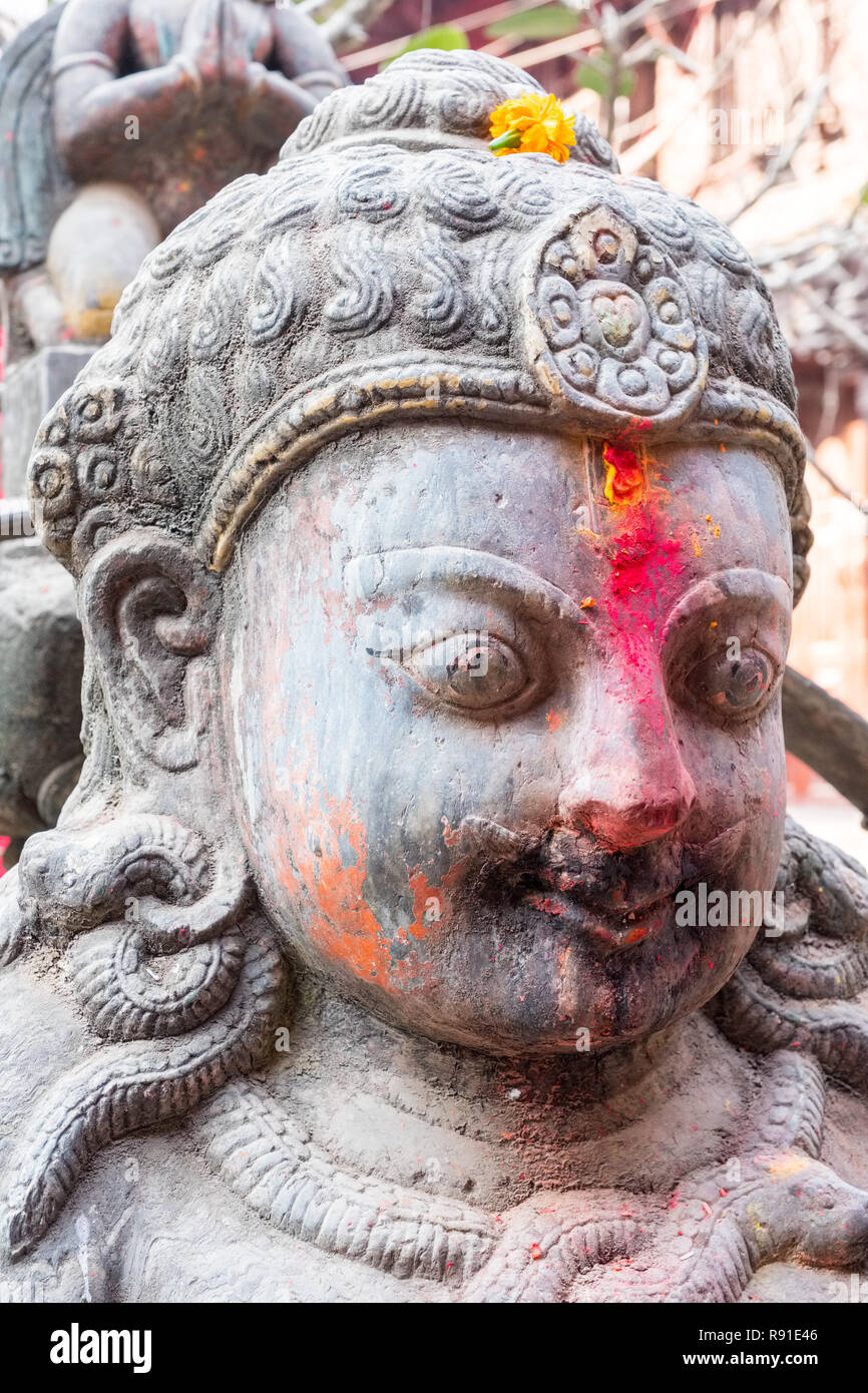 Steinbildhauerei der hinduistischen Gott/Gottheit, Kathmandu, Nepal Stockfoto