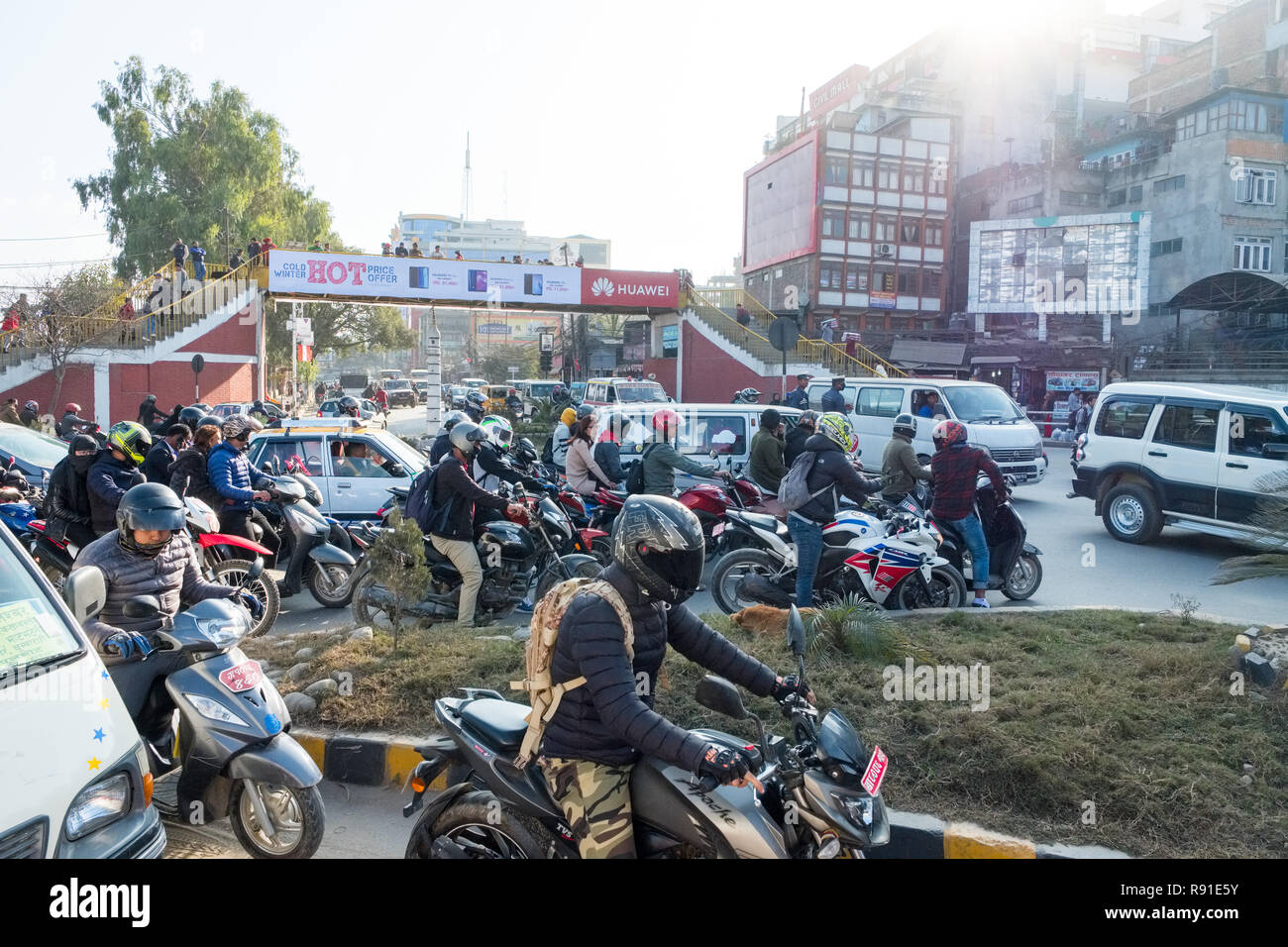 Staus auf den Straßen von Kathmandu, Nepal Hauptstadt Stockfoto