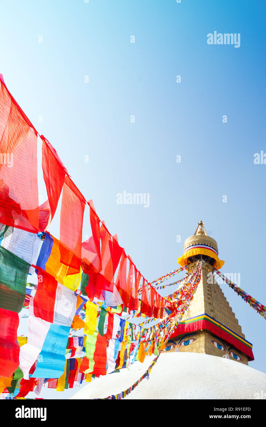 Bodhnath (Boudha), Asiens größte buddhistische Stupa, Kathmandu, Nepal Stockfoto