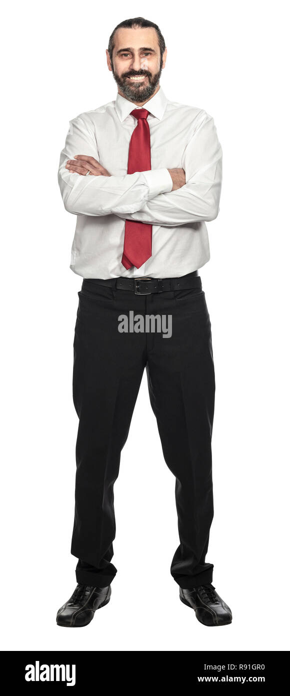 Isolierte lächelnden Mann verschränkte Arme studio Portrait Stockfoto