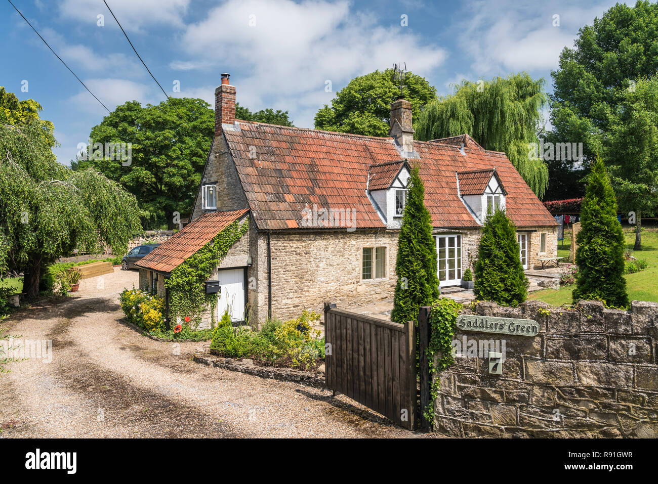 Ein Ferienhaus auf dem Lande in der Nähe von Corsham, Wiltshire, England. Stockfoto