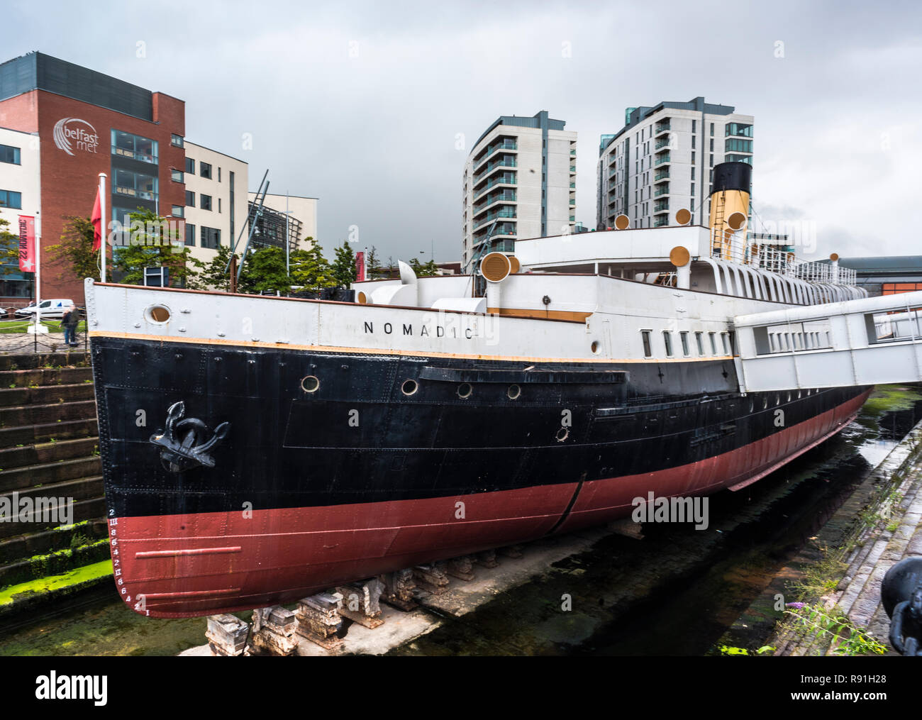 SS Nomadic Schiff in der Stadt Titanic Quarter, Belfast, Nordirland Stockfoto