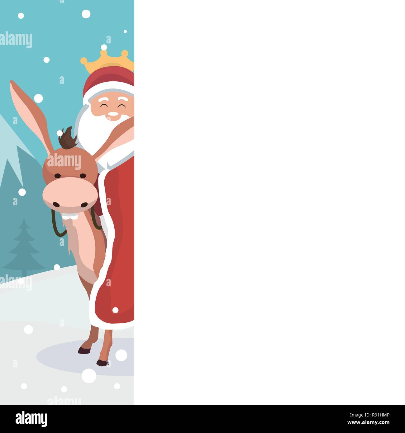 Weihnachtskarte von König Assistent mit weißem Hintergrund zu schreiben Stock Vektor