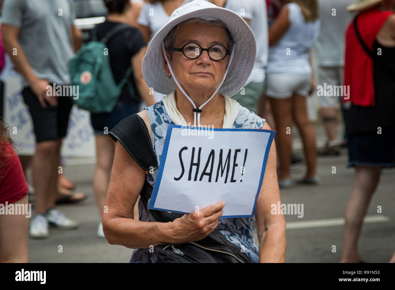 "Demonstranten Familien gehören Zusammen' in Chicago Daley Plaza an einem drückend Samstag, Juni 30th, 2018 Stockfoto