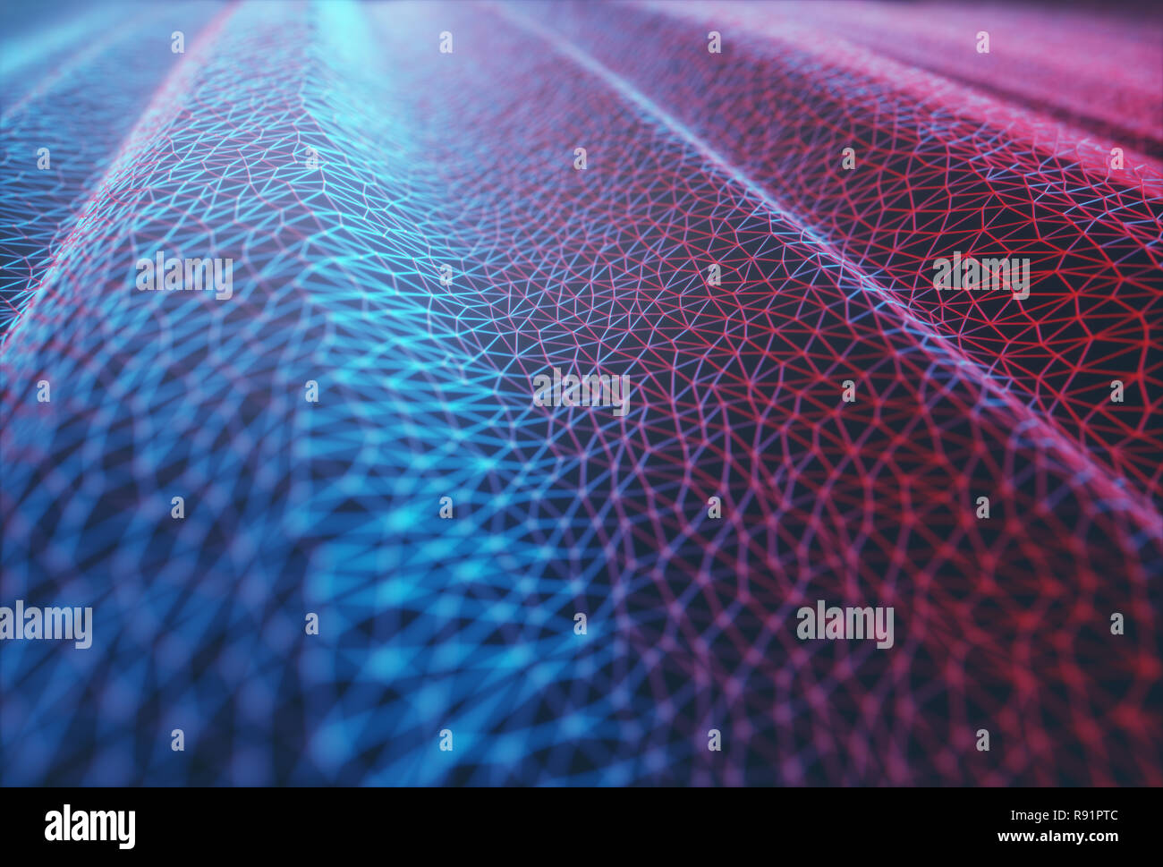 3D-Darstellung. Abstract background Image. Farbige mesh, miteinander verbundenen Linien. Stockfoto