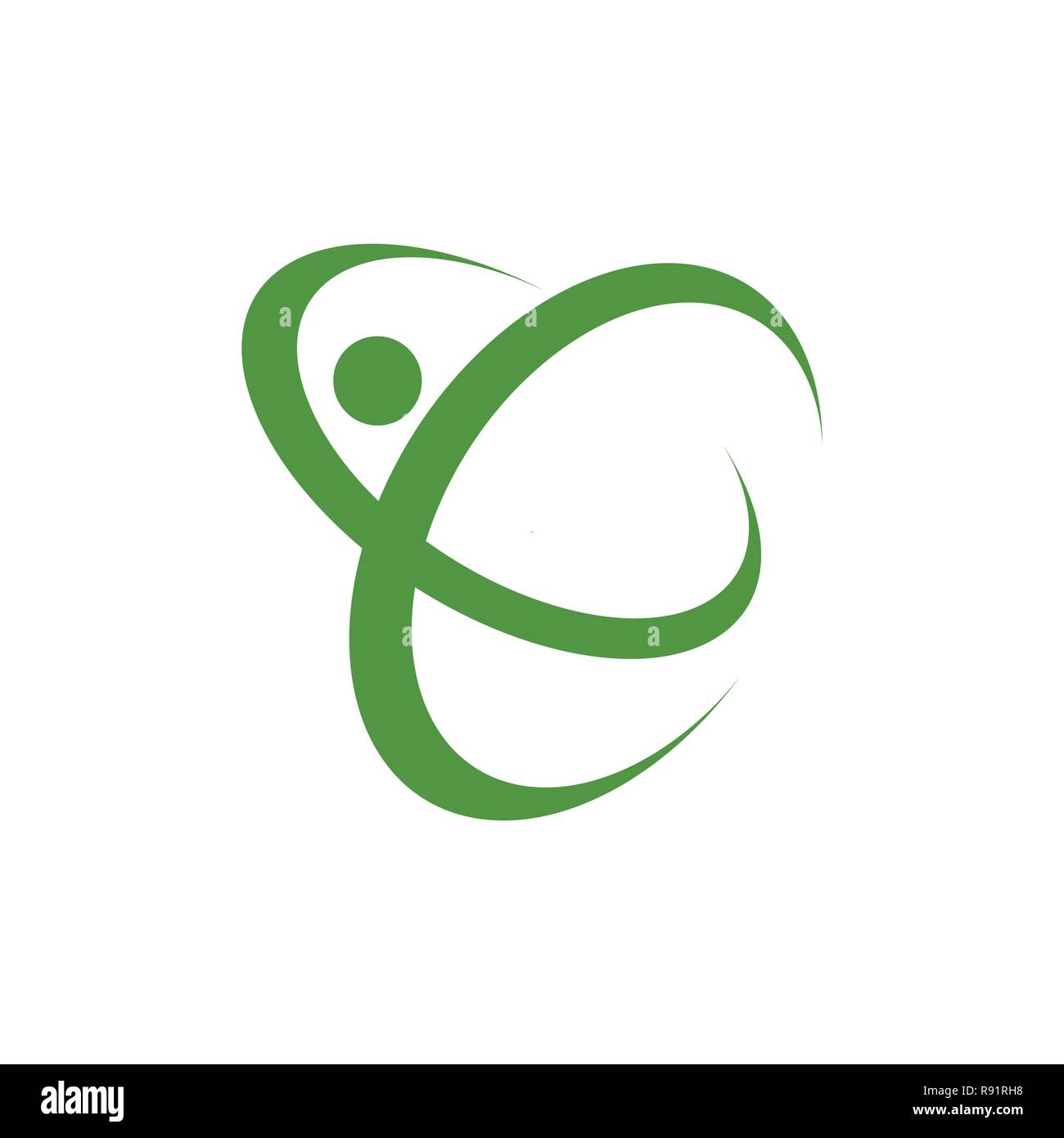 Abstrakte rundes Symbol mit glücklichen menschliche Silhouette. Sport Fitness Medizinisches Zentrum Logo Design Konzept Stock Vektor