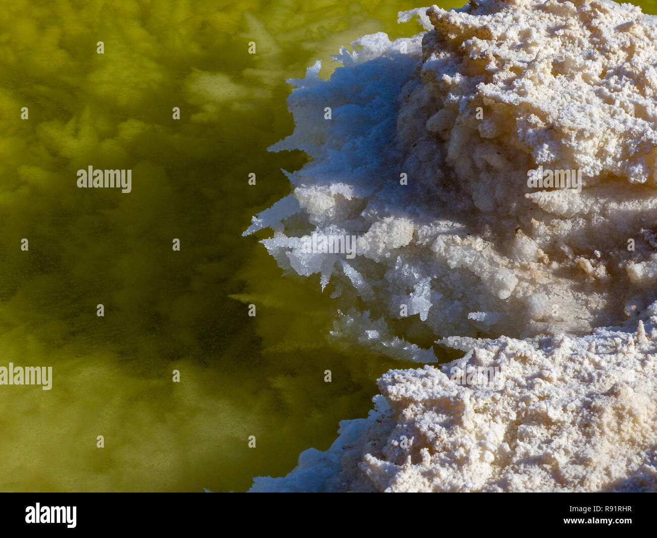 Israel, Totes Meer Salz Crystalization verursacht durch Wasserverdunstung Stockfoto