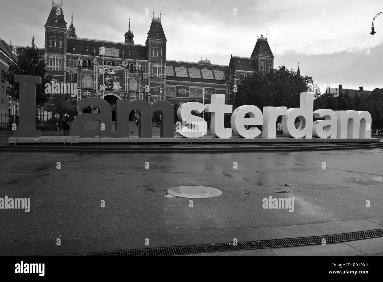 Ich Amsterdam Zeichen in Schwarz und Weiß Stockfoto