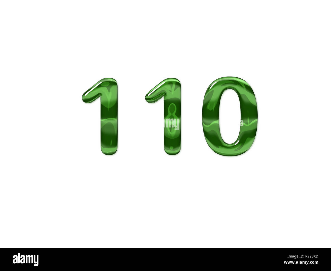 Grüne Nummer 110 isoliert weißer Hintergrund Stockfotografie - Alamy