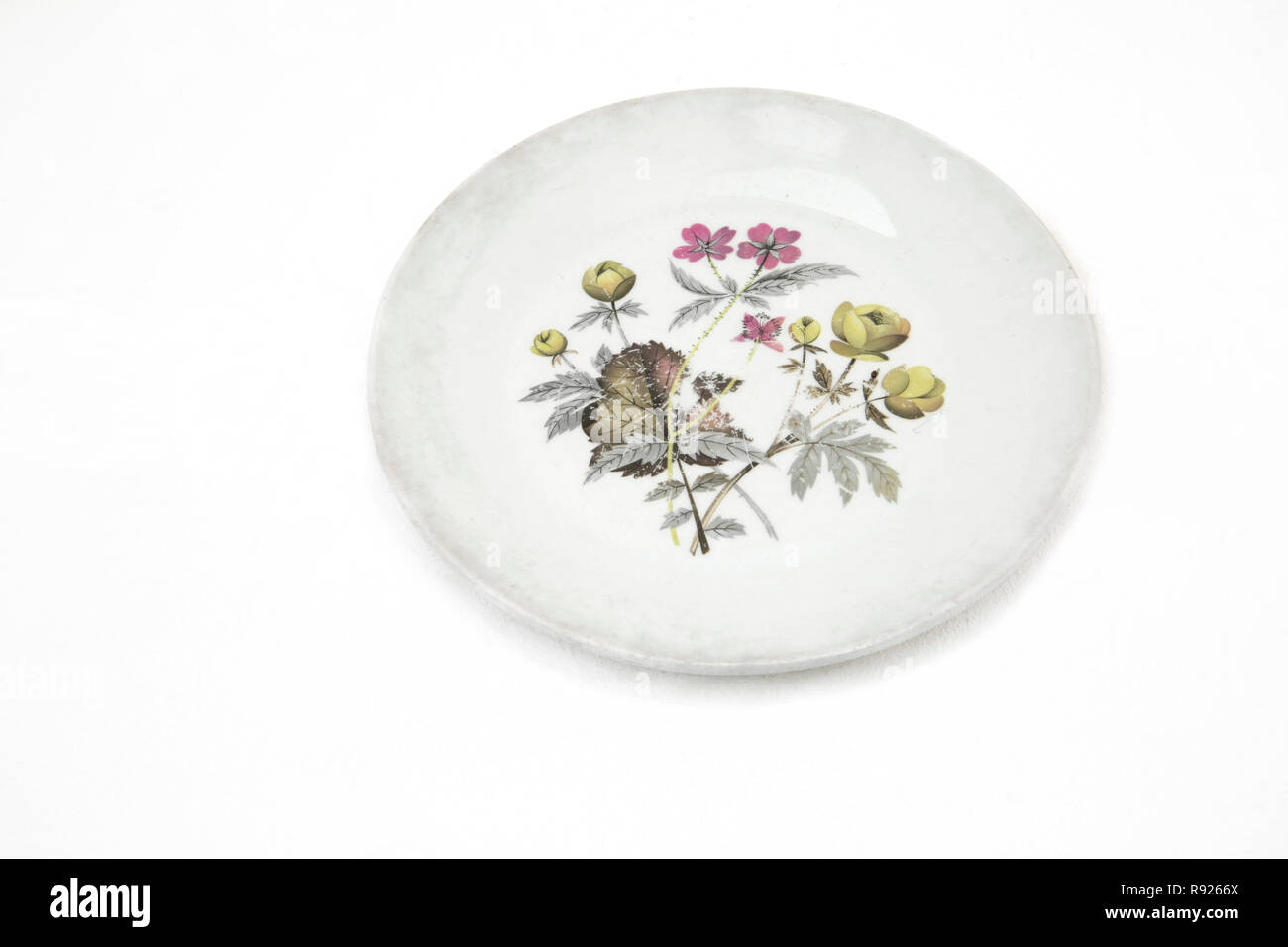 Kleine keramische; Platte mit Floral Design Stockfoto
