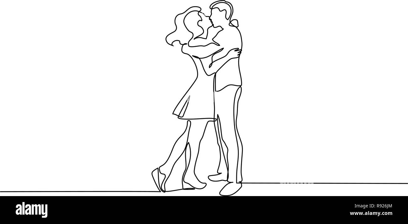 Kontinuierliche eine Linie zeichnen. Paar Mann und Frau küssen. Vector  Illustration Stock-Vektorgrafik - Alamy
