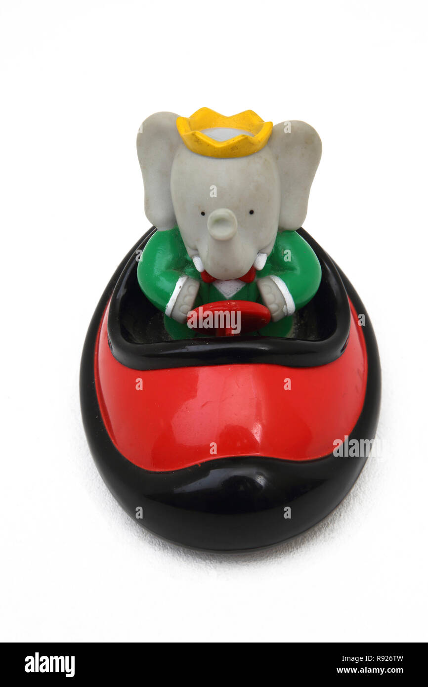 Jahrgang 1992 Barbar Elefant Spielzeugauto Stockfoto