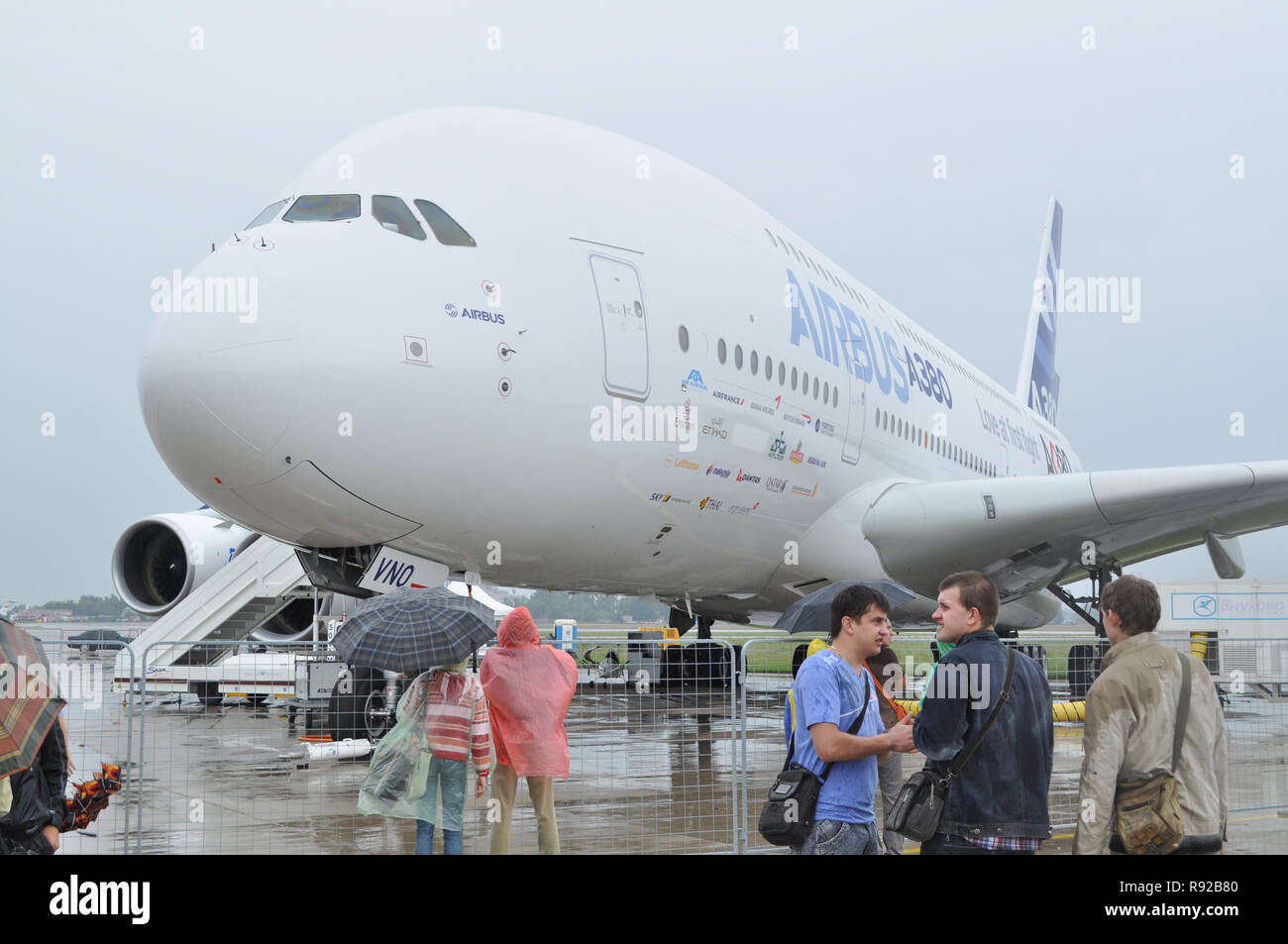 Schukowski, Russland. 20. August 2011. Air Show MAKS-2011. Airbus A-380 airpliner Stockfoto