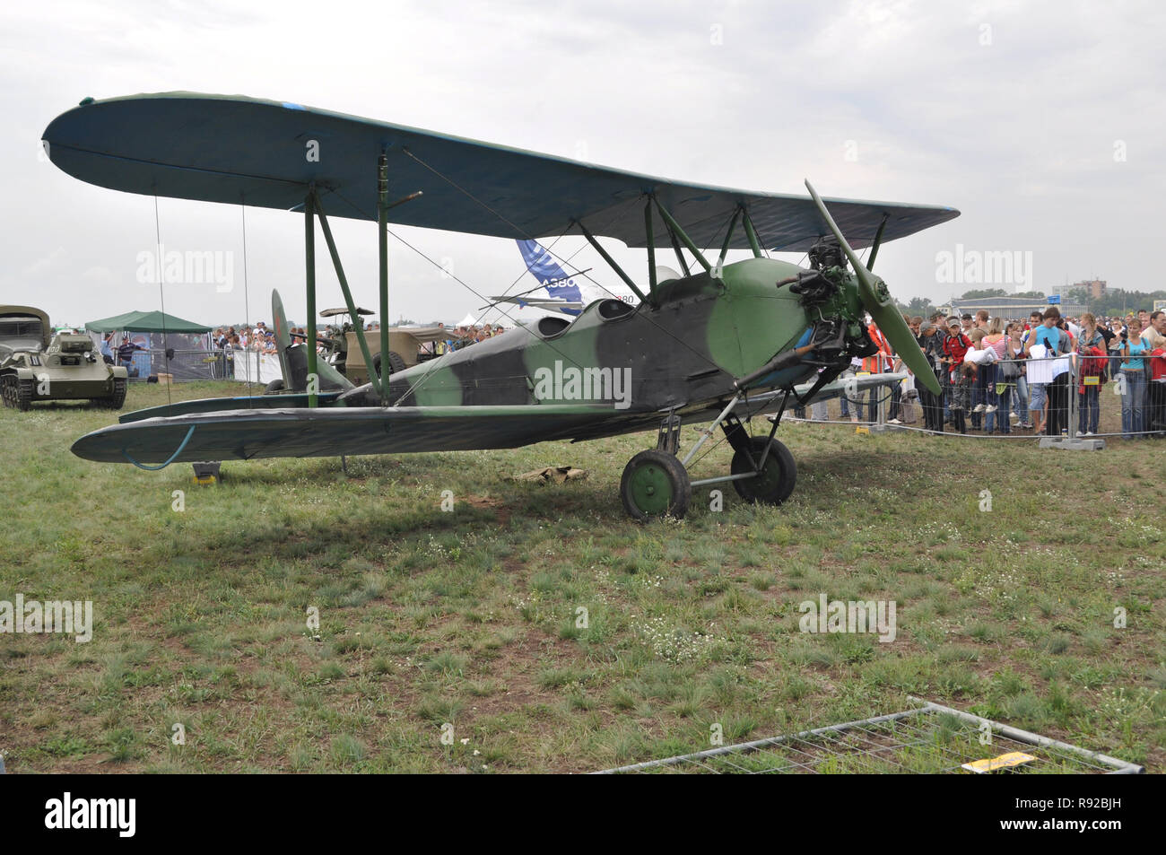 Schukowski, Russland. 20. August 2011. Air Show MAKS-2011. Polikarpov Po-2 Doppeldecker Stockfoto
