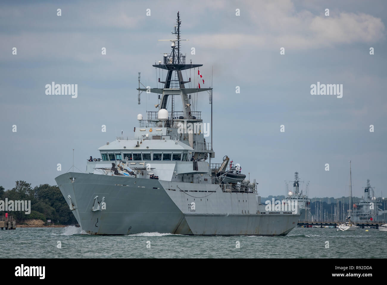 Die Royal Navy Batch 1 River Class patrol Schiff HMS Mersey, Portsmouth, UK am 18. September 2017. Stockfoto