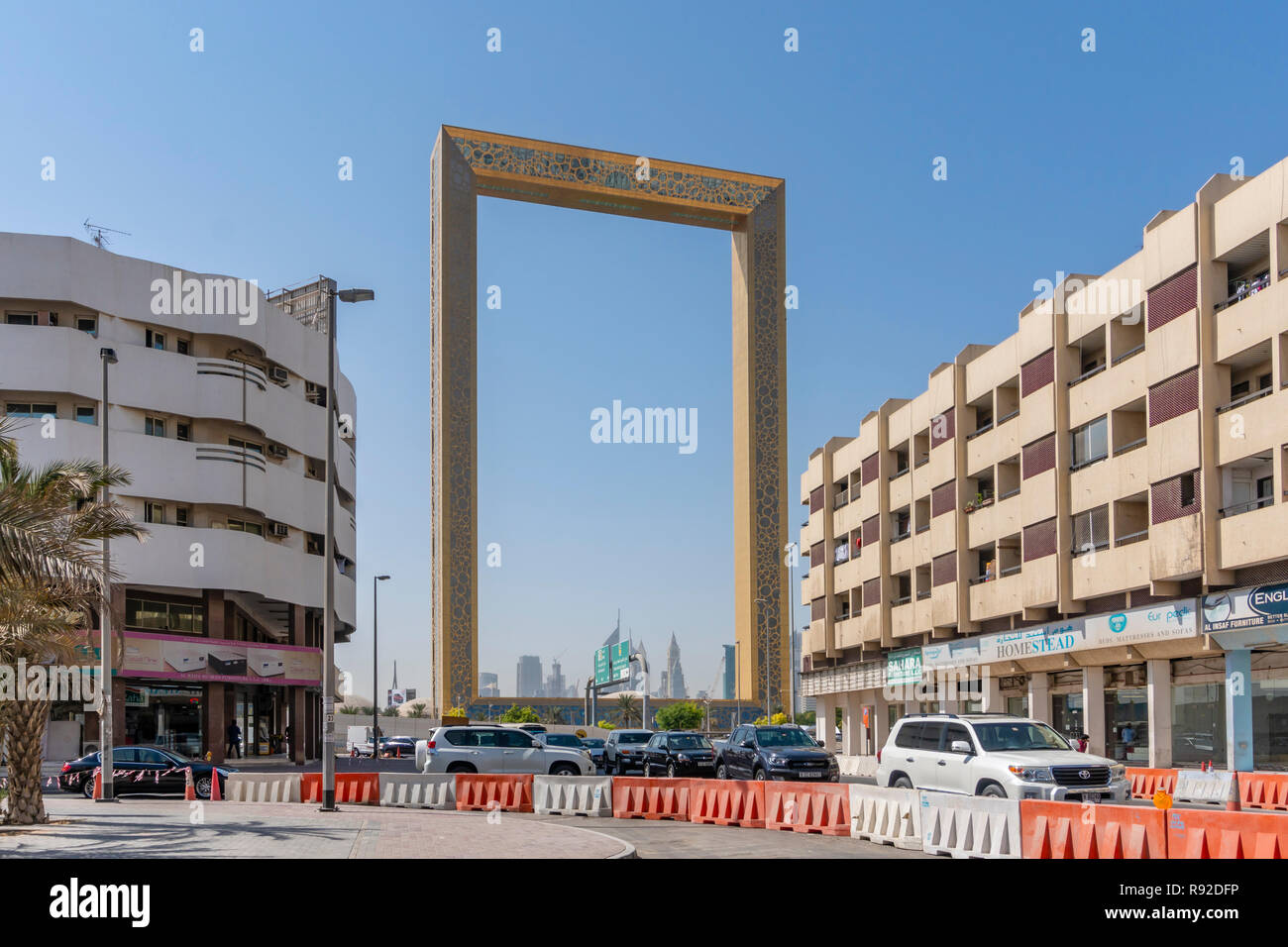 Blick auf den Dubai Frame Stockfoto Blick auf den Dubai Frame Stockfoto